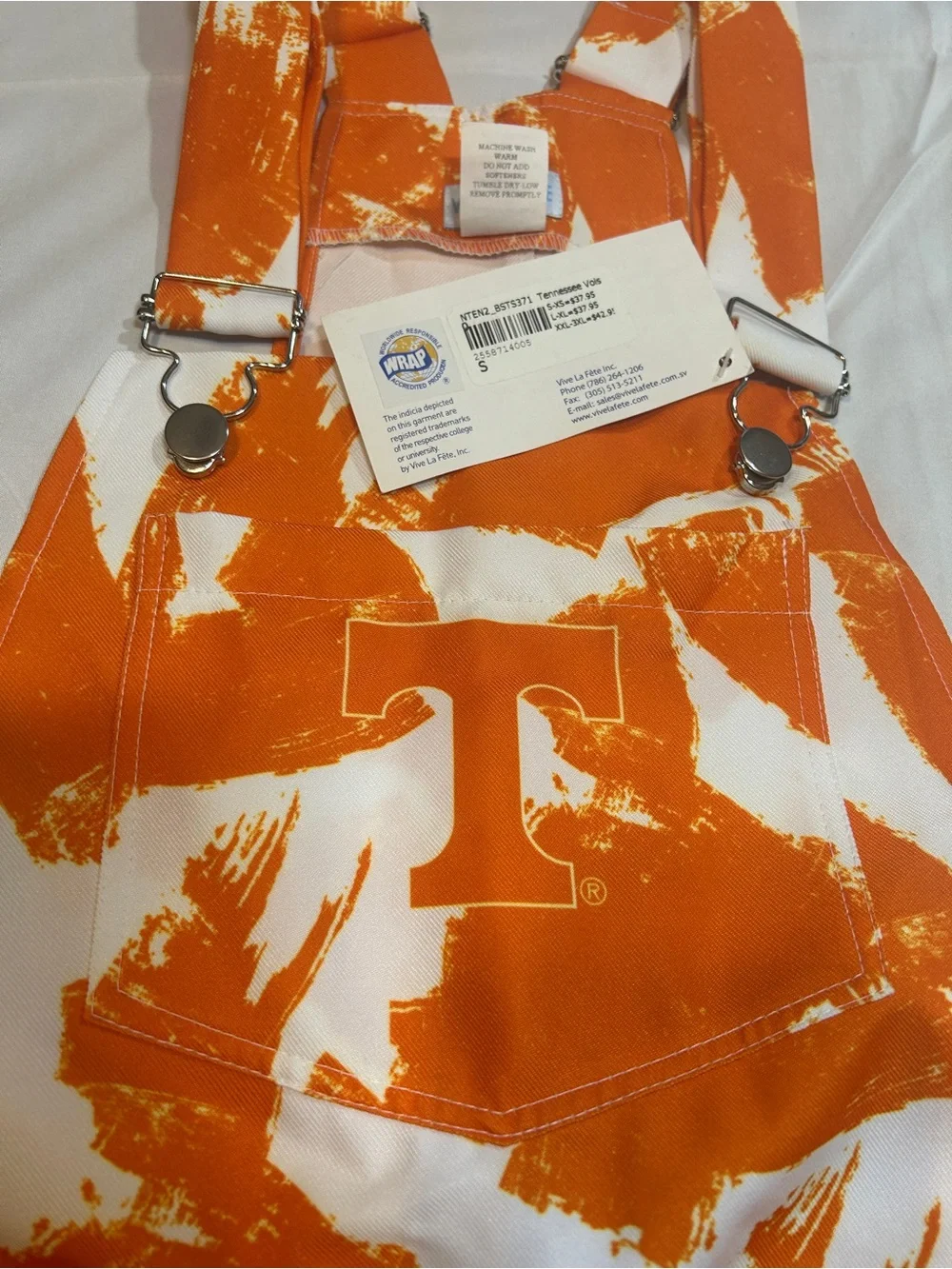 Vive La Fete Tennessee Volunteers Girls Orange White Shortalls Overalls Size S N